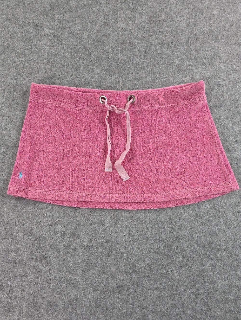 Ralph Lauren Pink Terry Drawstring Mini Skirt Size M